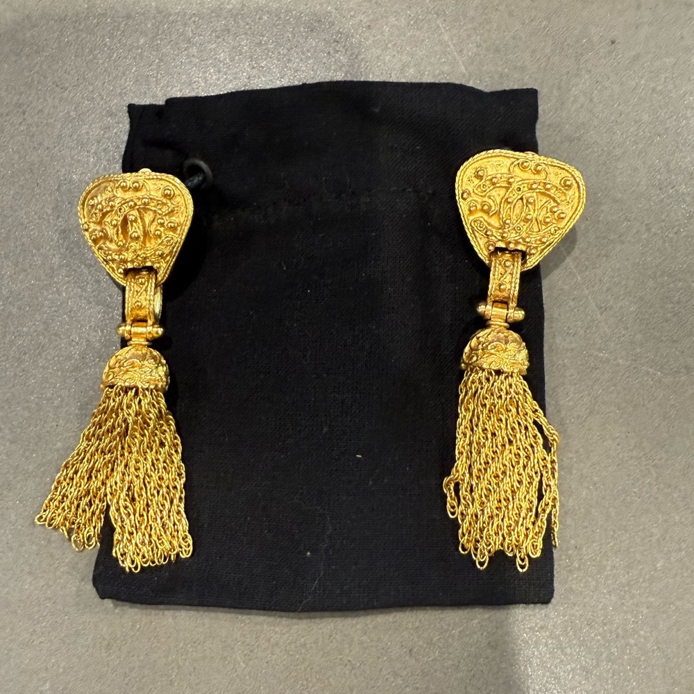 Chanel Vintage Gold Tassel Earrings